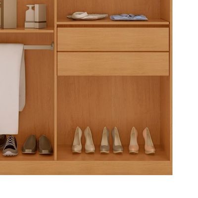 Guarda-Roupa Solteiro com Espelho Malibu 100% MDF 4 Portas 2 Gavetas Imbuia e Grafite