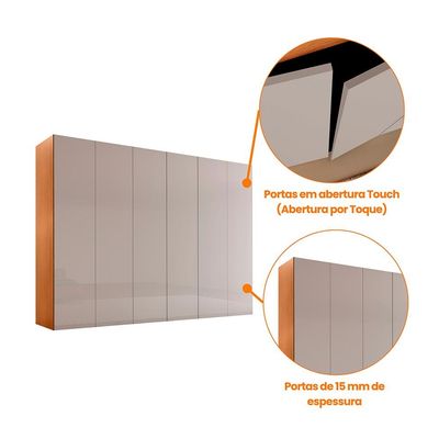 Guarda-Roupa Casal Pulse 100% MDF 6 Portas 6 Gavetas Naturalle e Off White