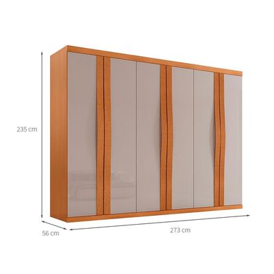 Guarda-Roupa Casal Fusion 100% MDF 6 Portas 6 Gavetas Nauralle e Off White
