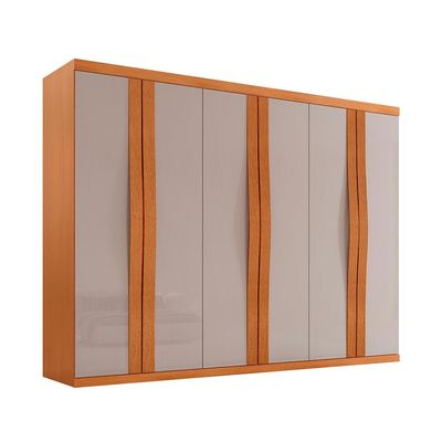 Guarda-Roupa Casal Fusion 100% MDF 6 Portas 6 Gavetas Nauralle e Off White