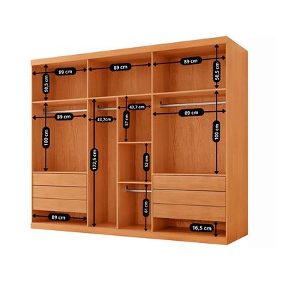 Guarda-Roupa Casal Pulse 100% MDF 6 Portas 6 Gavetas Naturalle e Off White