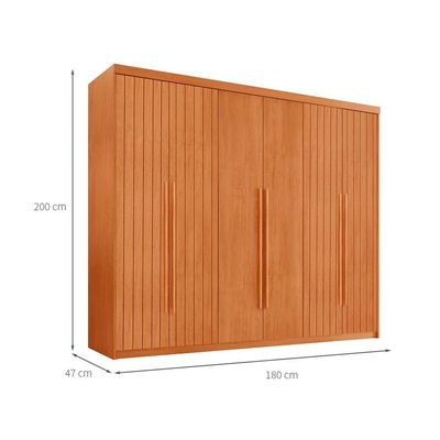 Guarda-Roupa Casal Frisado Xangai 100% MDF 6 Portas 2 Gavetas Naturalle
