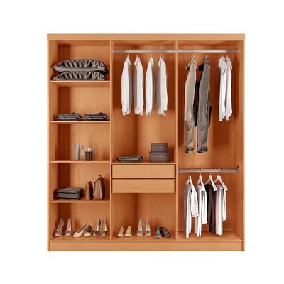 Guarda-Roupa Casal Frisado Xangai 100% MDF 6 Portas 2 Gavetas Naturalle