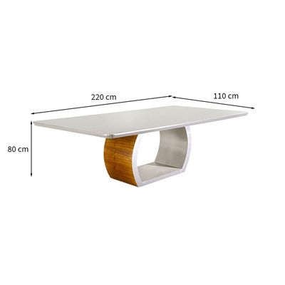 Mesa de Jantar Retangular com Tampo de Vidro Lavanda Cinamomo e Off White