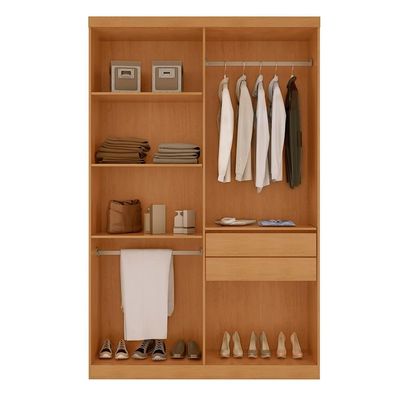Guarda-Roupa Solteiro com Espelho Malibu 100% MDF 4 Portas 2 Gavetas Imbuia e Grafite
