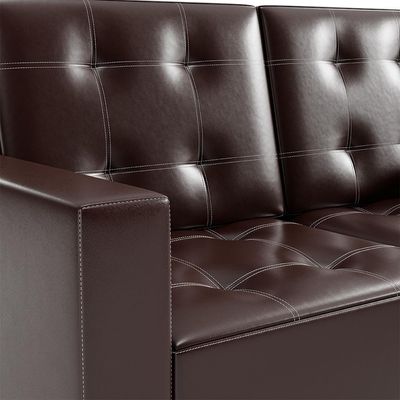 Conjunto de Sofá 2 Lugares com 1 Poltrona Isis Revestimento Sintético Café