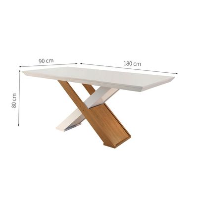Conjunto de Mesa de Jantar Imperatriz com 6 Cadeiras Estofadas Grécia I Veludo Off White e Creme