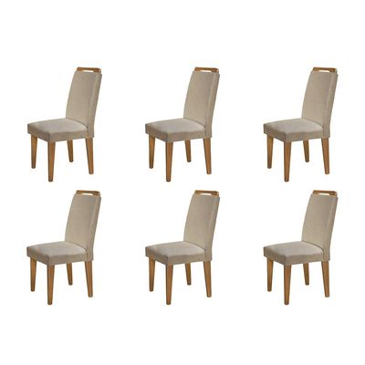 Conjunto com 6 Cadeiras Athenas Linho Turim e Imbuia