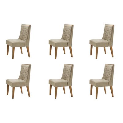 Conjunto com 6 Cadeiras Apolo Luxo Linho Turim e Imbuia