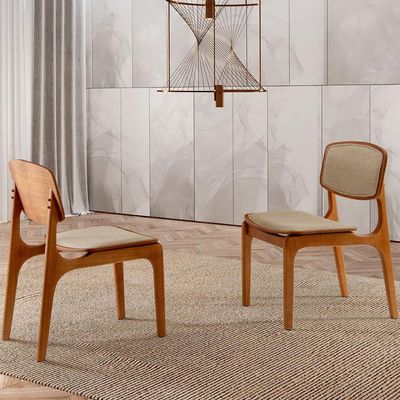 Conjunto com 2 Cadeiras Prada Linho Turim e Imbuia Natural