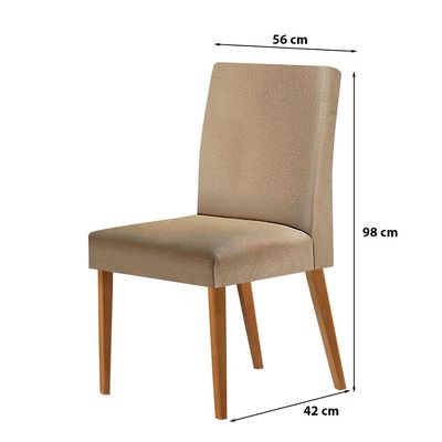 Conjunto com 4 Cadeiras Atenas Linho Capuccino e Madeira
