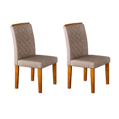 Conjunto com 2 Cadeiras de Jantar Maia Suede Amassado Imbuia