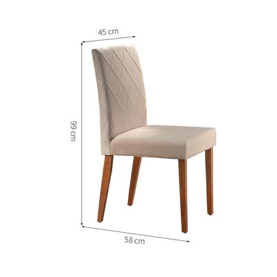 Conjunto com 2 Cadeiras de Jantar Tália I Creme