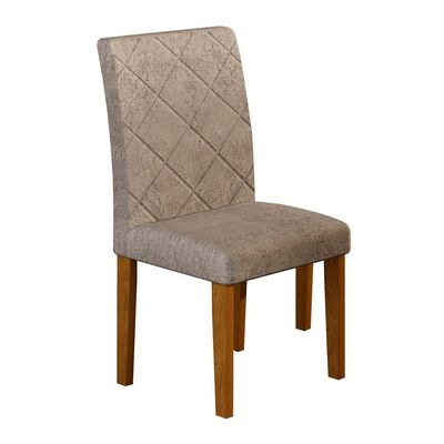 Conjunto com 2 Cadeiras de Jantar Ane Suede Amassado Imbuia