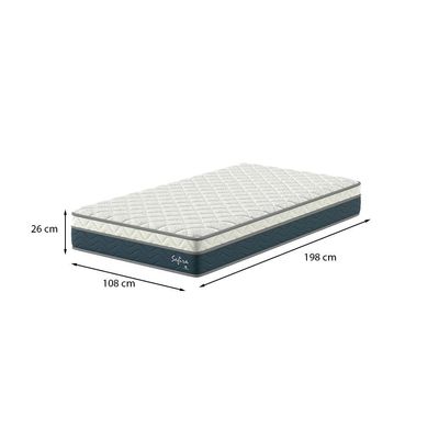 Colchão Solteirão Safira Molas Ensacadas (26x108x198) Azul e Branco