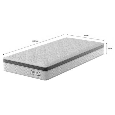 Colchão Solteirão Sigma Misto (22x96x203) Branco e Cinza