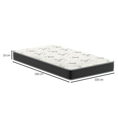 Colchão Solteiro King Jade D28 (20x108x198) Preto e Branco