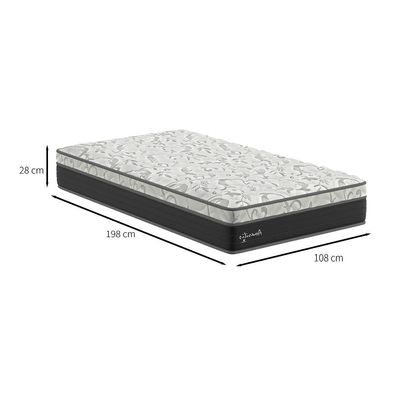 Colchão Solteiro King Amarilis D33 (28x108x198) Preto e Cinza