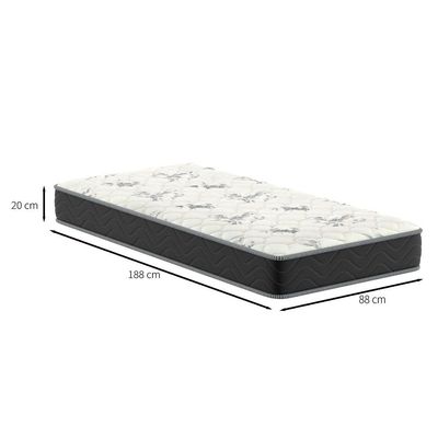Colchão Solteiro Jade D28 (20x88x188) Preto e Branco