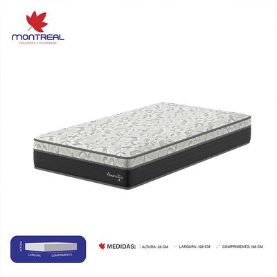 Colchão Solteiro King Amarilis D33 (28x108x198) Preto e Cinza