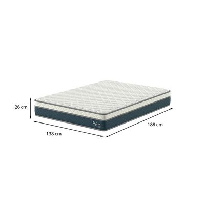Colchão Casal Safira Molas Ensacadas (26x138x188) Azul e Branco