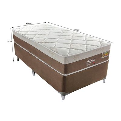 Cama Box Solteiro Orion II com Colchão Solteiro Molas Ensacadas Marrom e Bege