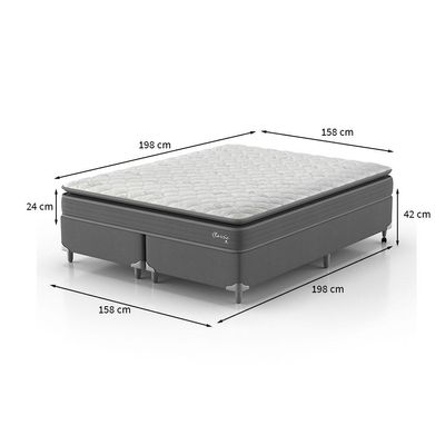 Cama Box com Colchão Queen Classic com Espuma D40 (66x158x198) Cinza