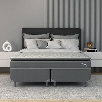 Cama Box com Colchão Queen Classic com Espuma D40 (66x158x198) Cinza