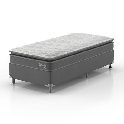 Cama Box com Colchão Solteiro Classic com Espuma D40 (62x88x188) Cinza