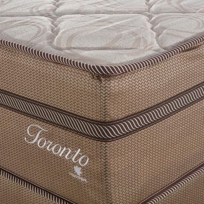 Cama Box com Colchão Queen Toronto Mola Ensacada (70x158x198) Dourado e Bege