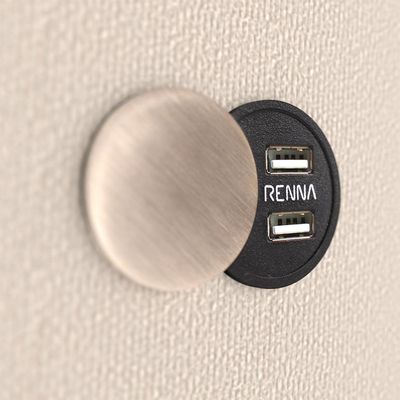 Base para Cama Box King com Entrada USB Night (45x193x203 cm) Suede Bege