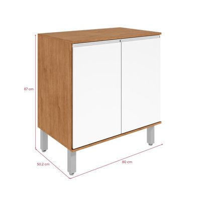 Cozinha Completa Modulada 4 Peças 10 Portas 2 Gavetas Nina Amêndo/Branco
