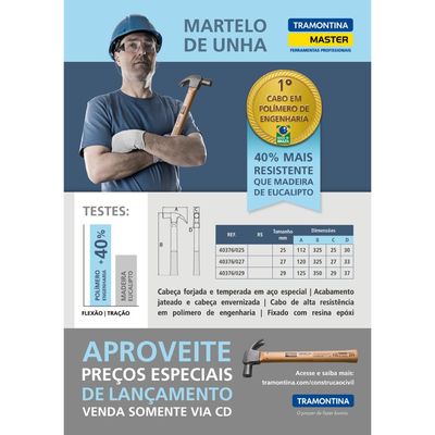 Martelo de Unha 29 mm Tramontina com Cabo em Polimero de Engenharia