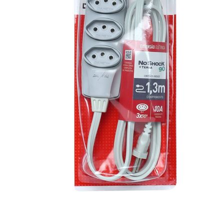Extensao Noshock 90 PP 3X0,75 1,3M Cinza