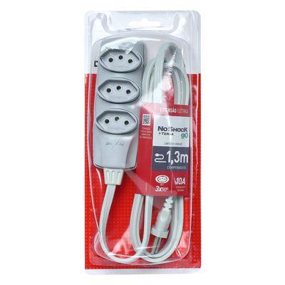 Extensao Noshock 90 PP 3X0,75 1,3M Cinza