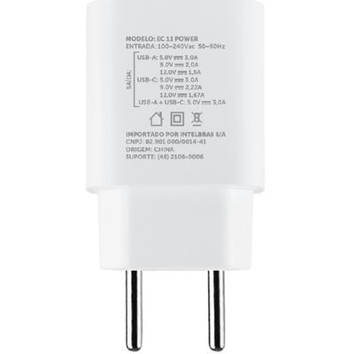 Carregador Carga Rapida 20W USB e USB-C Branco
