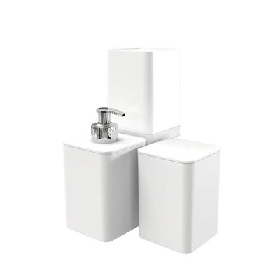 Kit Banheiro Com Porta Algodão Escovas E Sabonete Líquido - Stolf Branco