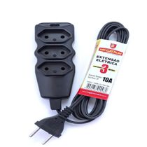 Extensao Cabo PL 2X0,75 3 Metros Preta