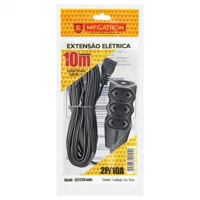 Extensao Cabo PL 2X0,75 10 Metros Preta