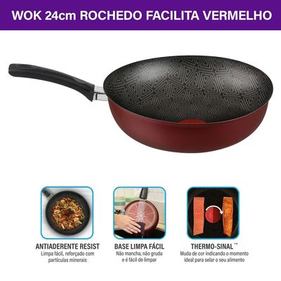 Wok Rochedo Facilita 24CM - Vermelho
