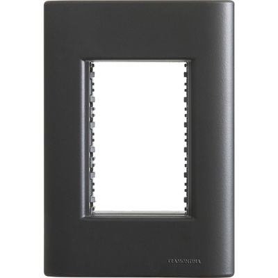 Placa 3 Postos 4x2 Tramontina Giz Preta Soft Touch com Suporte