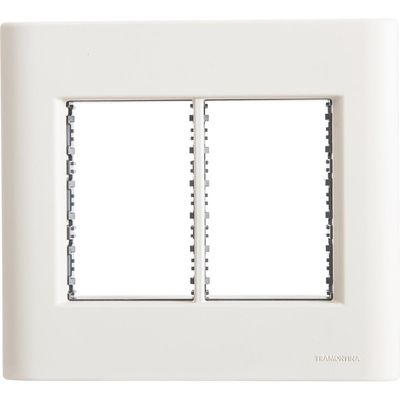Placa 6 Postos 4x4 Tramontina Giz Branca Soft Touch com Suporte