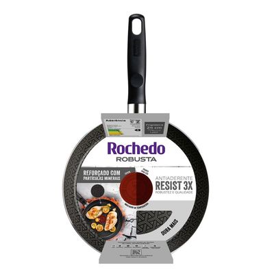 Frigideira Francesa Antiaderente 24cm Robusta Rochedo Grafite