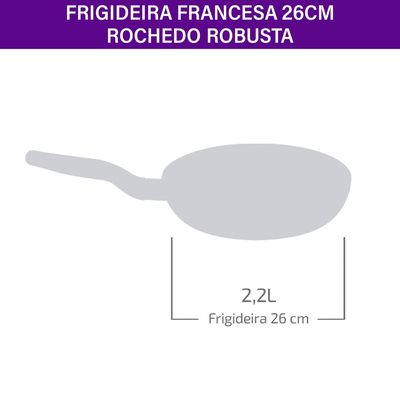 Frigideira Francesa Antiaderente 26cm Robusta Rochedo Grafite