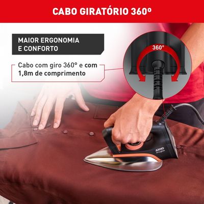 Ferro de Passar à Seco Drygliss FS31 Arno Preto 127V