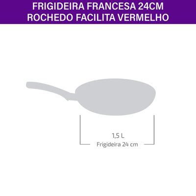 Frigideira Francesa Antiaderente 24cm Facilita Rochedo Vermelha