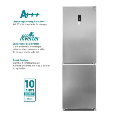 Geladeira 409L Philco Inverter Duplex Inverse Inox PRF40A 127V