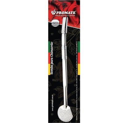 Bomba Inox Chata Com Botão Tubo Chupeta Dupla Bojo Redondo Cano Grosso De 9mmx24Cm