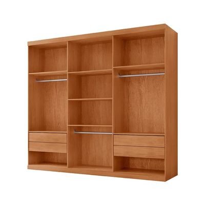 Guarda-Roupa Casal 100% MDF Bipartido Alonzo 6 Portas 4 Gavetas Naturale e Off White