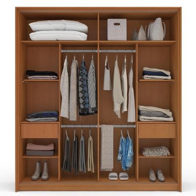 Guarda-Roupa Casal com Espelho Porto 2 Portas 2 Gavetas Freijó e Cinza